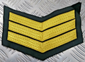 Genuine British Issue 3 Chevrons Gold on Green Men's Patches x 2 NEW