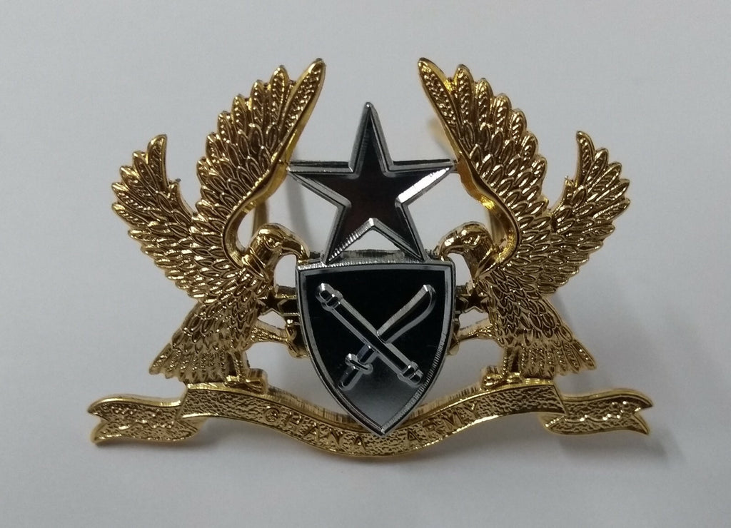 Genuine Obsolete Ghana ARMY Issue Coat of Arms Insignia Metal Badge