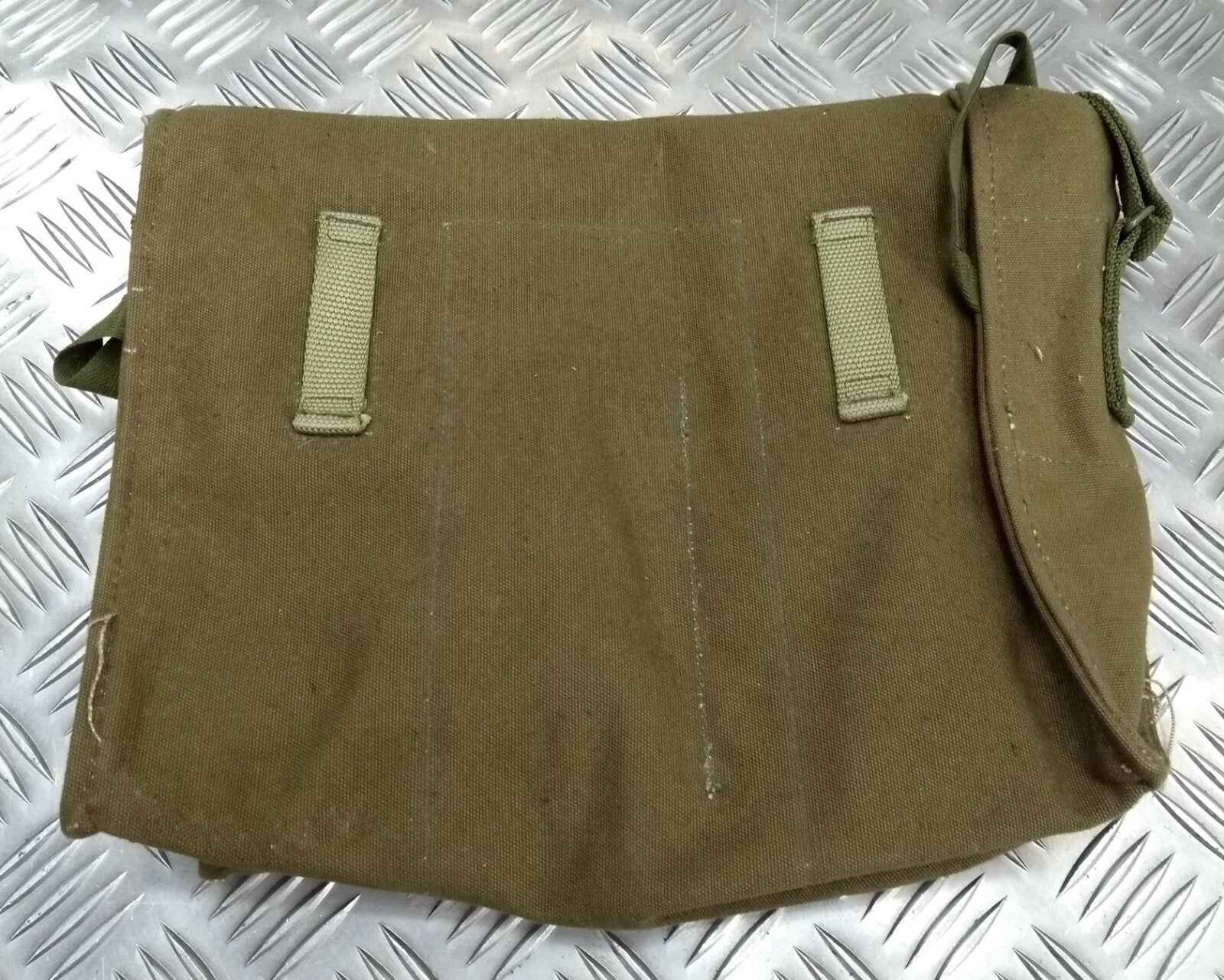 Khaki Canvas Gas Bag Vintage Haversack / Shoulder and Waist Straps 1980s Pattern