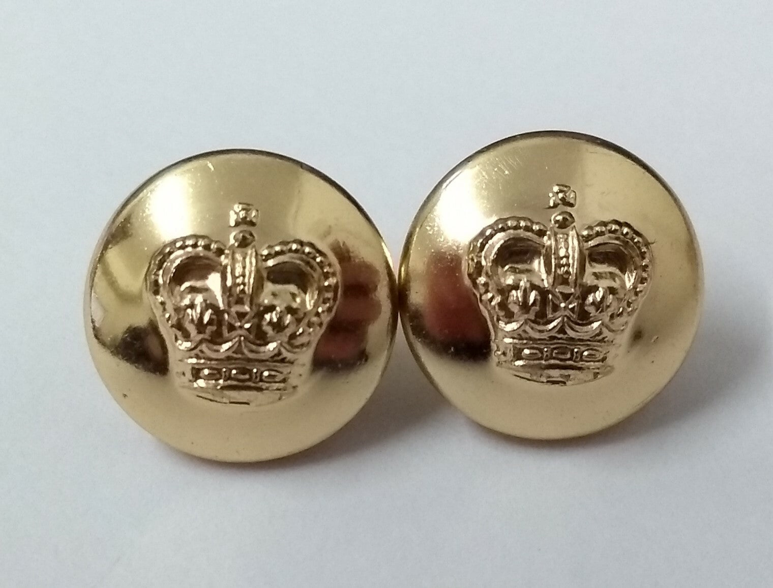 Genuine Vintage British St Edwards Crown Metal Dress Buttons X2 ASBT152