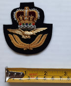 Cap Badge RAF Royal Air Force (Below Air OFCs) Wire Embroidered New old Stock