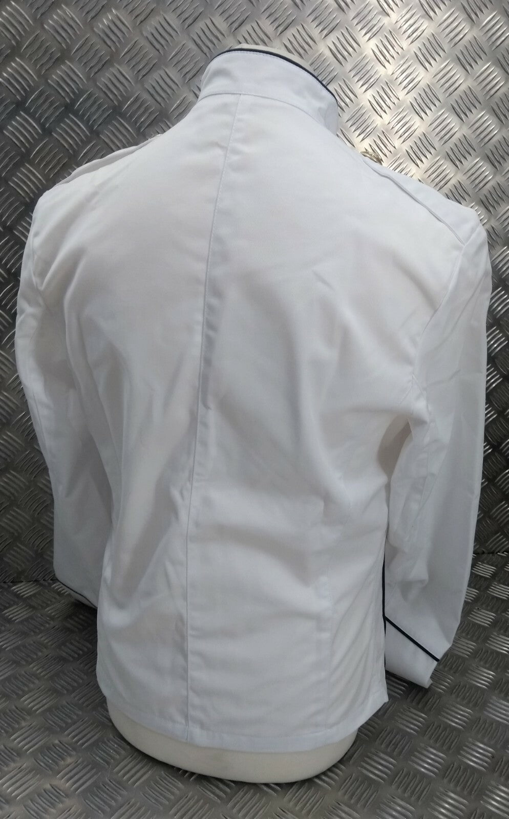 British White Mans Stewards Jacket Buttoned RAF Royal Air Force White w Royal Blue Piping