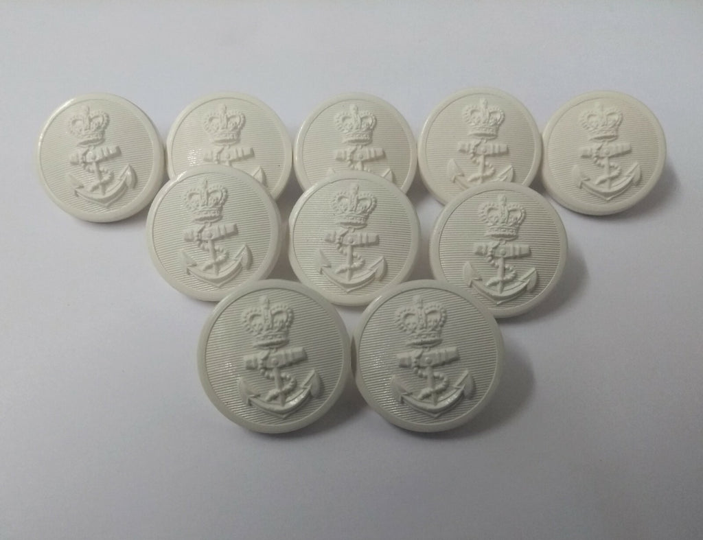 Genuine British Royal Navy RN White Nylon Issue Dress Buttons 36L X 10 NEW