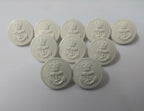 Genuine British Royal Navy RN White Nylon Issue Dress Buttons 36L X 10 NEW