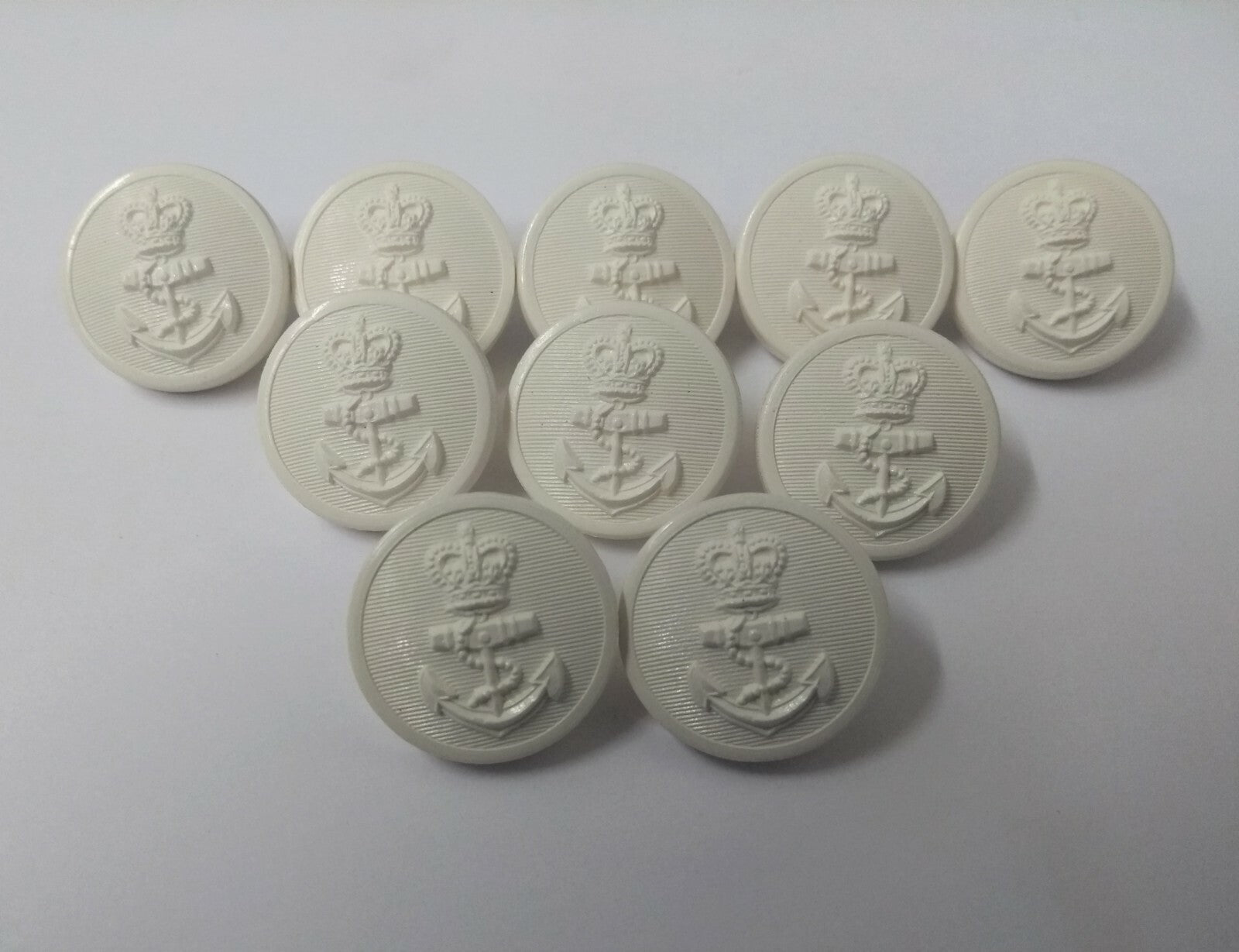 Genuine British Royal Navy RN White Nylon Issue Dress Buttons 36L X 10 NEW