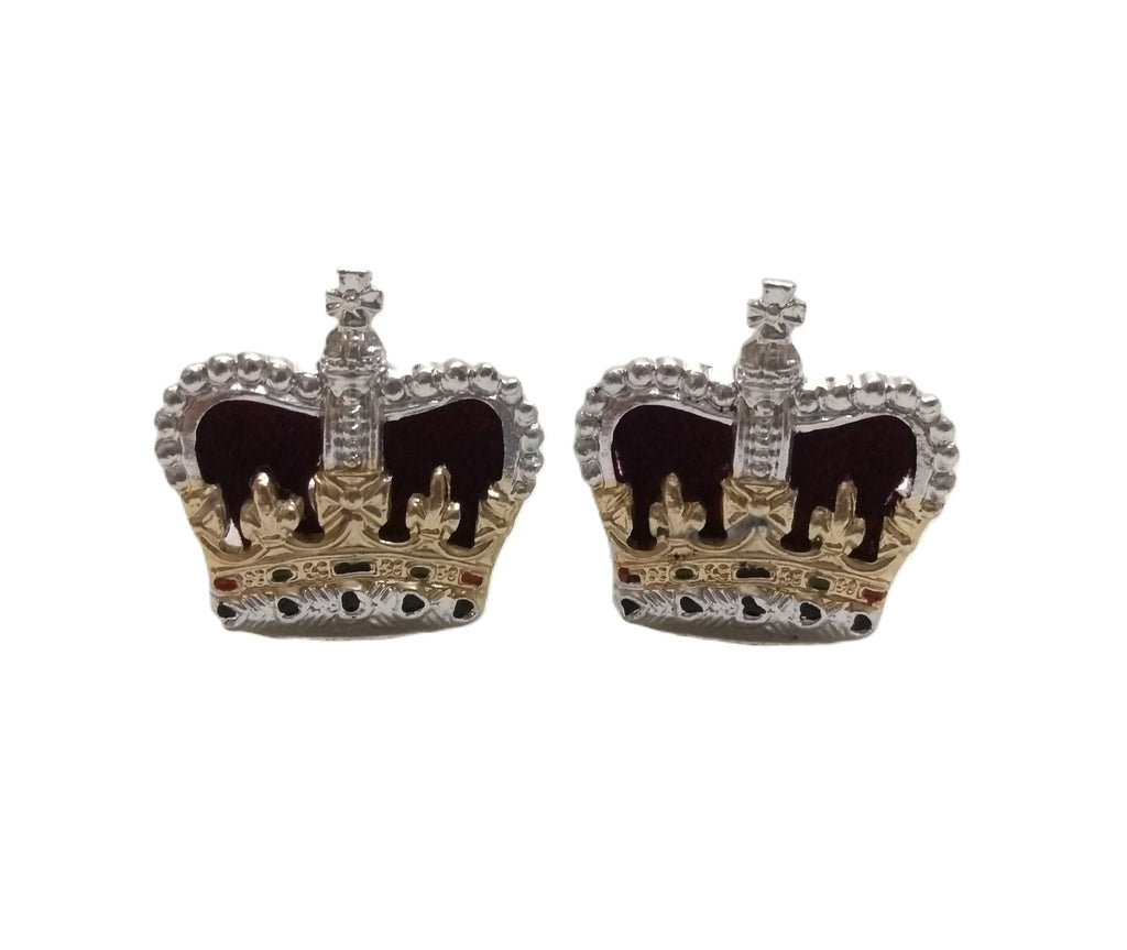 Rank Crowns British Officer Insignia Silver & Gold Long Wires 1 Pair
