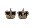 Rank Crowns British Officer Insignia Silver & Gold Long Wires 1 Pair