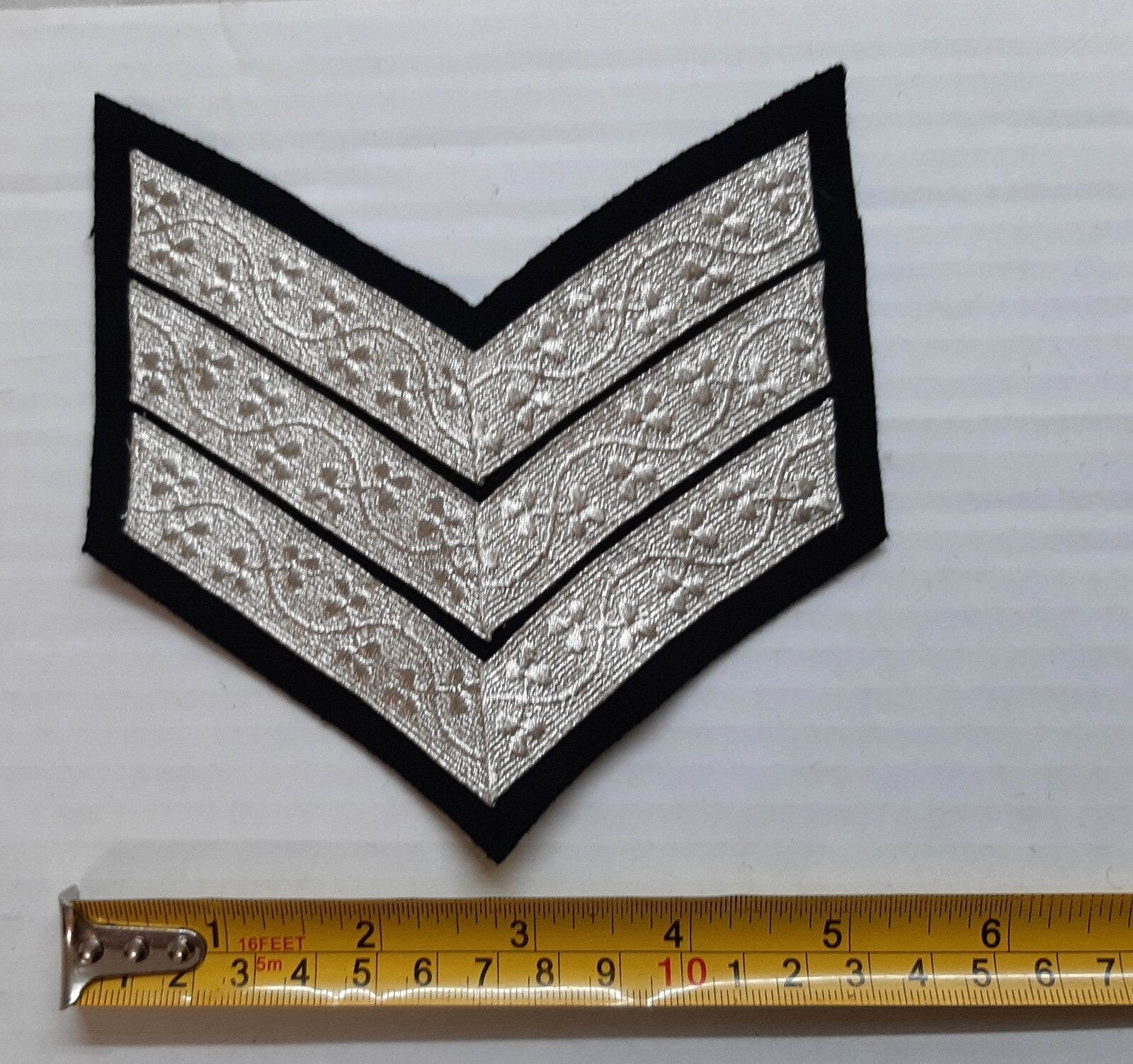 Mess Kit Chevrons Sergeant 3 Silver Bar Black Backed British Army Pattern SGT