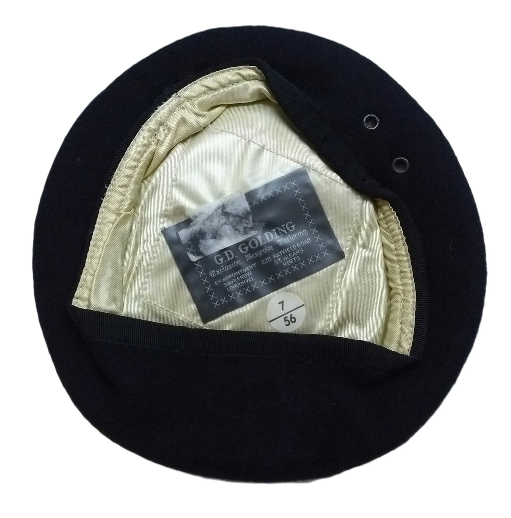 Navy Blue Beret Goldings Officers' Pattern Wool / Silky Lining & Petersham Trim