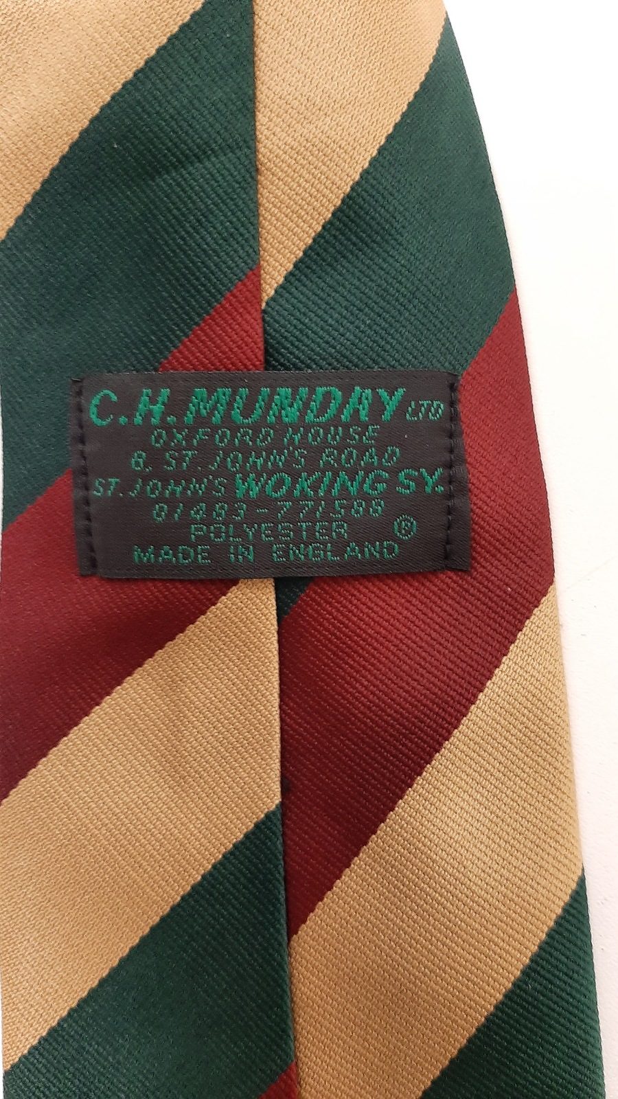 Mercian Regiment Cerise Red Buff Green Dress Tie Made In England by C.H. Munday