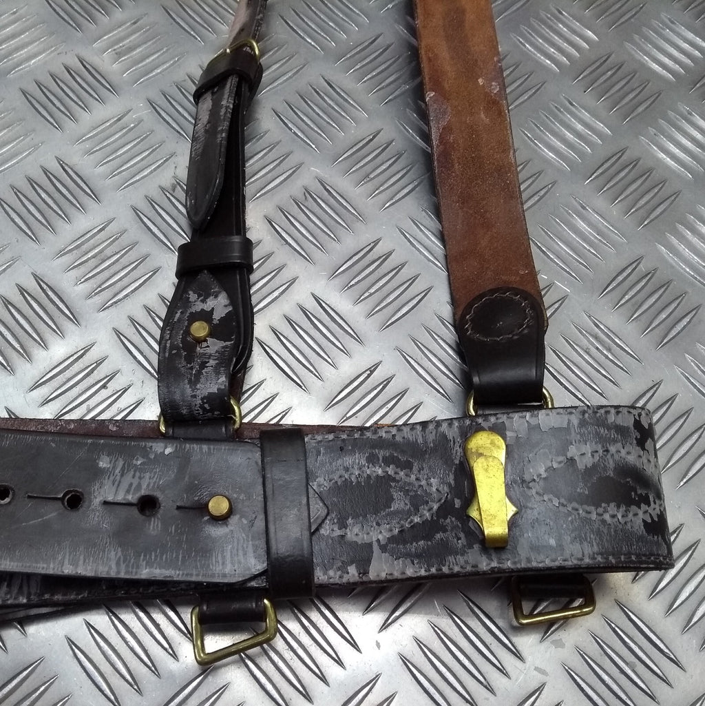Sam Browne Brown Leather Belt & Shoulder Strap British Issue No Main Buckle