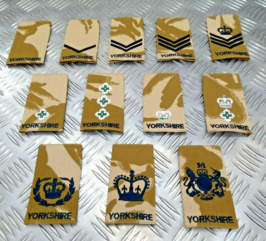 Genuine British Army Desert Camo Yorkshire Rank Slide Various Ranks - NEW