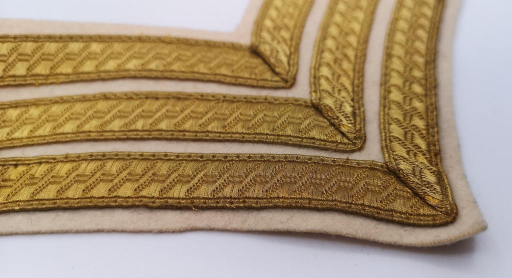 Lancers Regiments Patch 3 Chevron Sergeant Gold on White / Cream