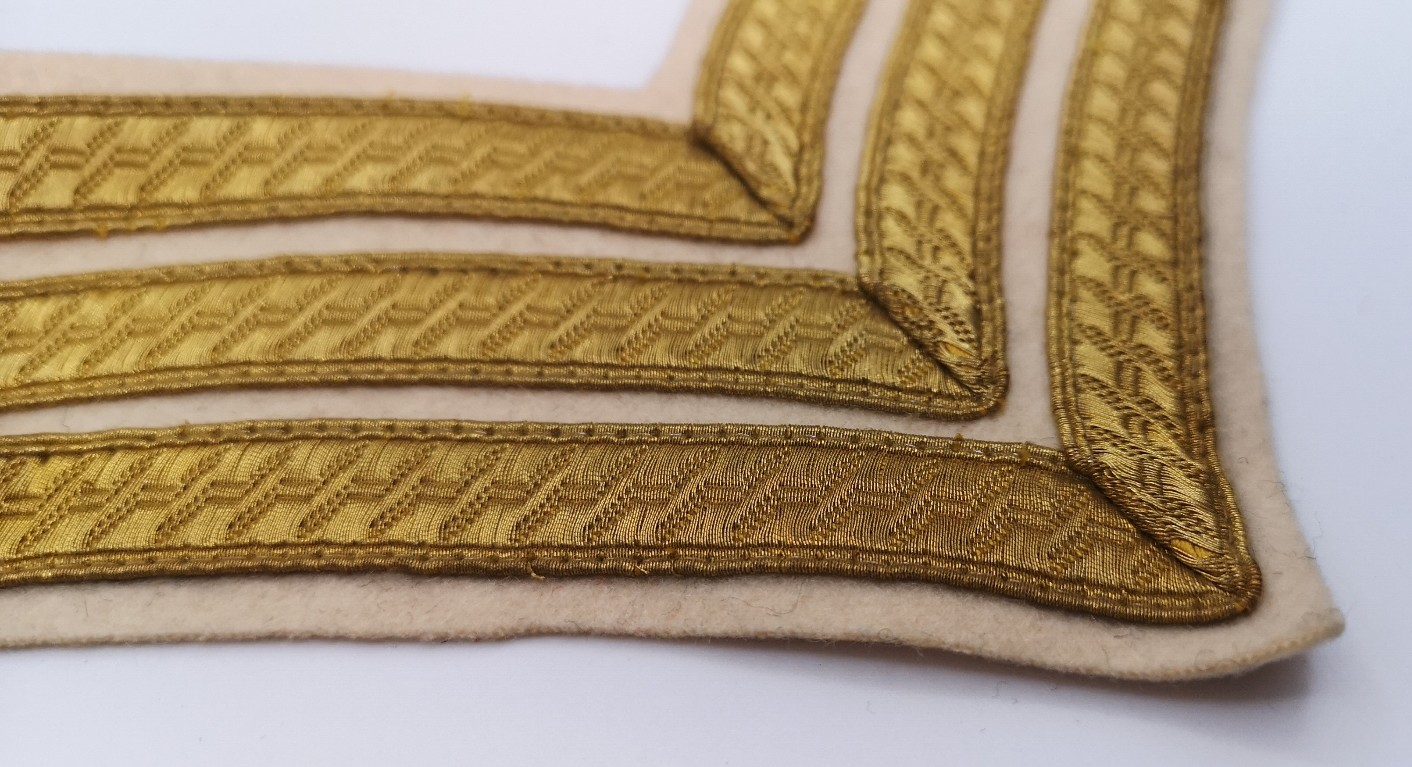 Lancers Regiments Patch 3 Chevron Sergeant Gold on White / Cream