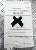 Genuine Vintage British Army Inspectorate of Stores & Clothing Sample Card 1962