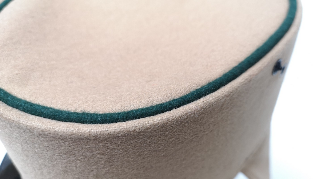 Beige Female Peaked Kepi Cap with Dark Green Rim 50cm