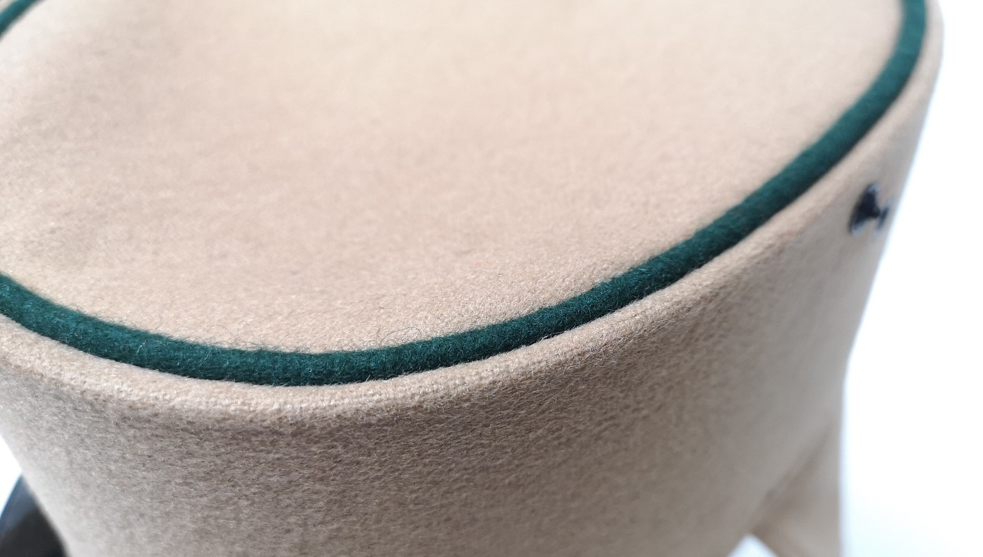 Beige Female Peaked Kepi Cap with Dark Green Rim 50cm