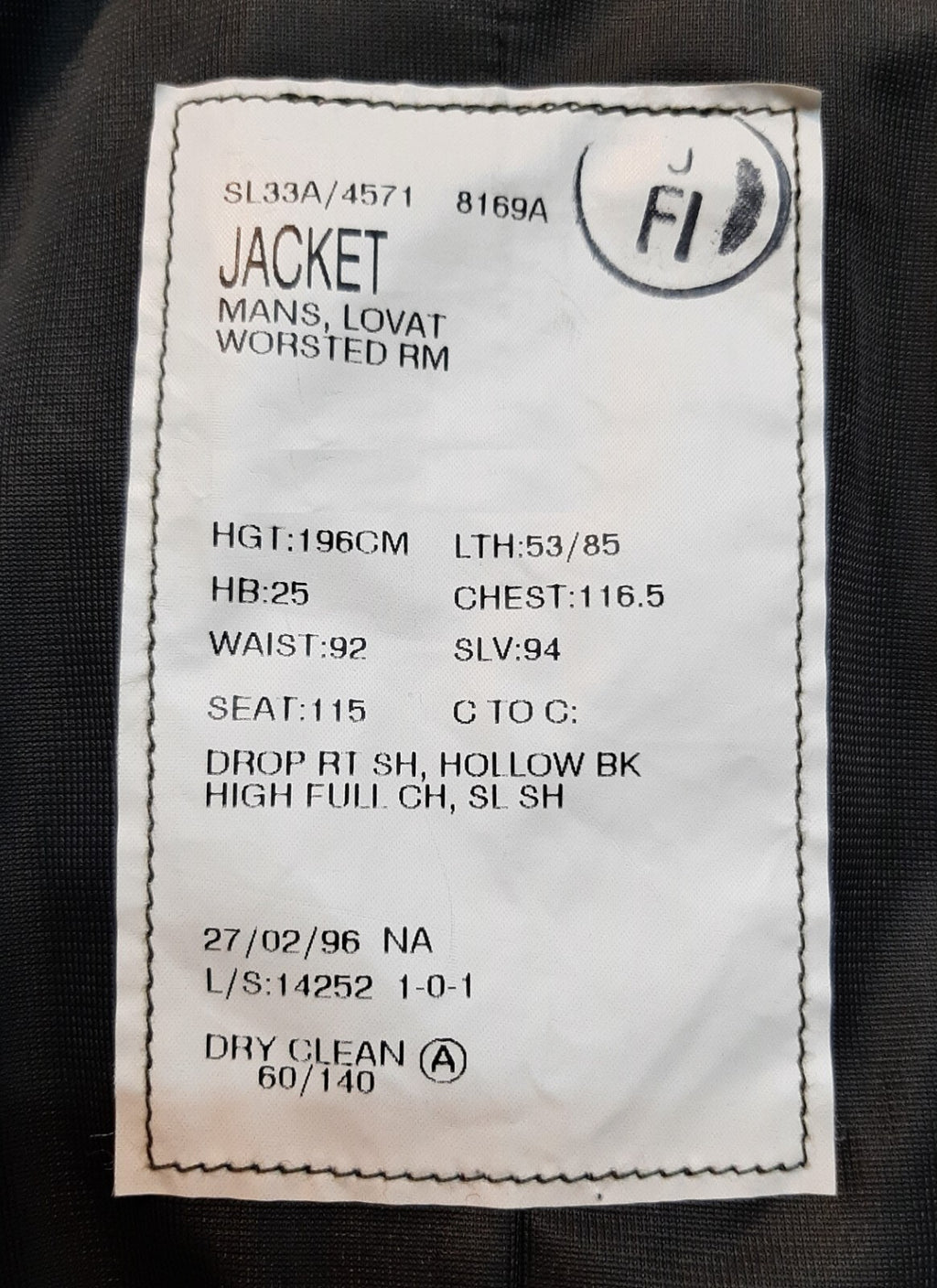 RM Lovat Jacket Worsted British Marines Full Set of Buttons 196/116.5cm