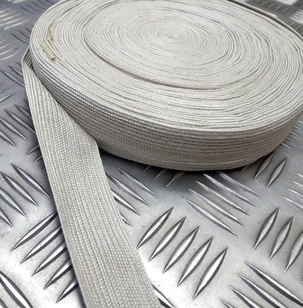 Light Khaki Style Worsted Knitted Tie 38mm Flat Braid Full 25m roll NEW