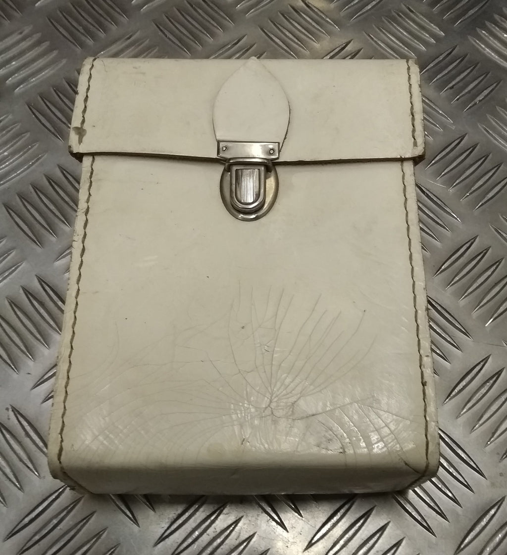 Genuine Vintage DDR NVA East German White Leather Boxed Utility Pouch