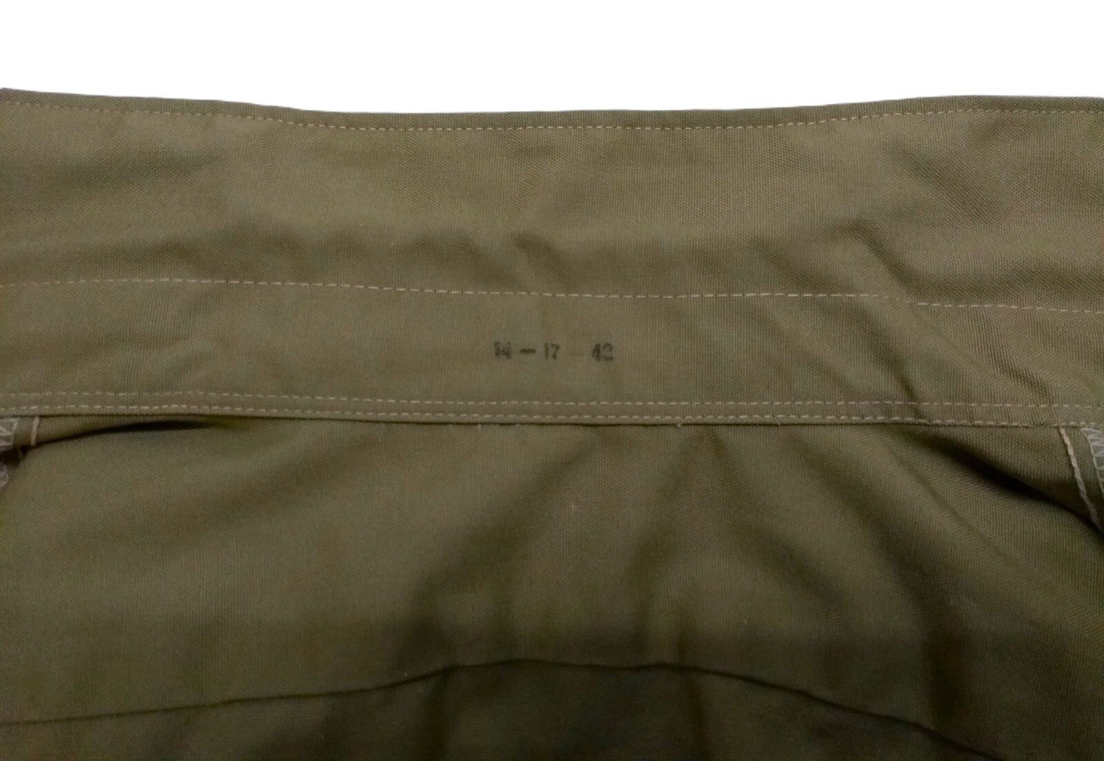 Vintage Combat Shirt Army Khaki Dress Uniform Short Sleeves Size 17 / 43cm