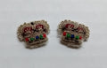 Army Silver Crowns Gilt With Crimson Padding Hand Embroidered Insignia 1/2" 1 Pr