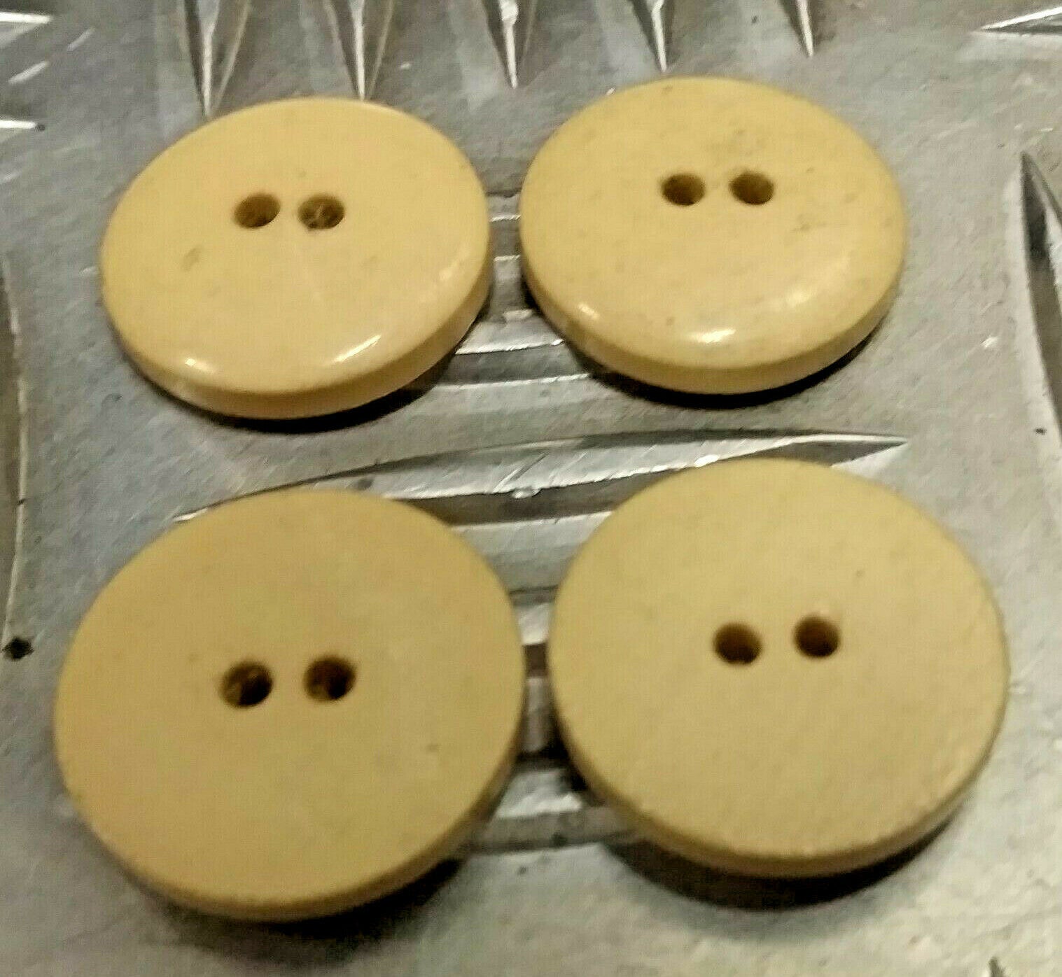 Ceremonial Buttons Ivorine 2 Hole Plastic Genuine Vintage Issue X4 18mm