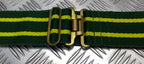 Stable Belt 57mm Wide Mid Green & Yellow Stripes 37 Pattern Buckle & Slider 36"