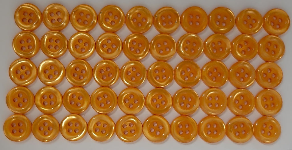 50 Vintage Buttons 4 Hole Shirt / Shank Anchors Pearlesque Aroma Orange 10.9mm