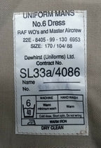 RAF No6 Dress Suit Jacket and Trousers WO and Master Aircrew Old Pattern Safari Type