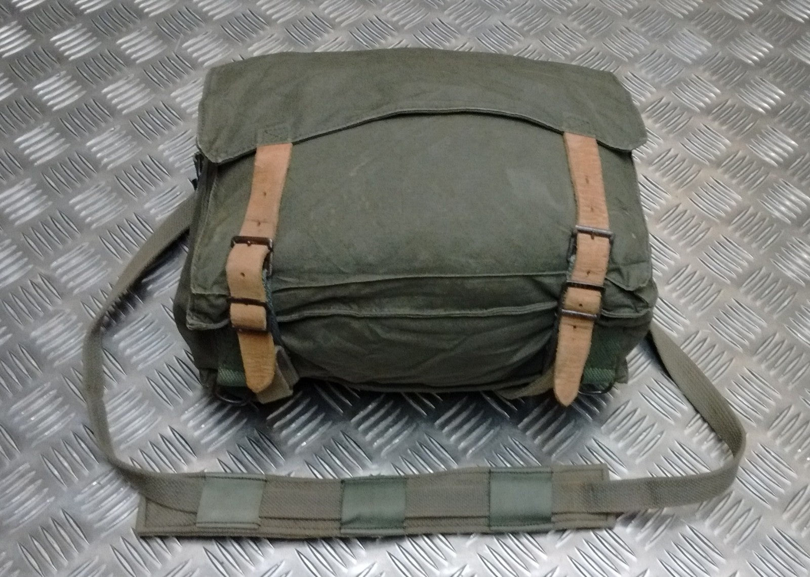 Vintage Military Bag Canvas Shoulder  or Mini Backpack Grey/Green G2 Distressed