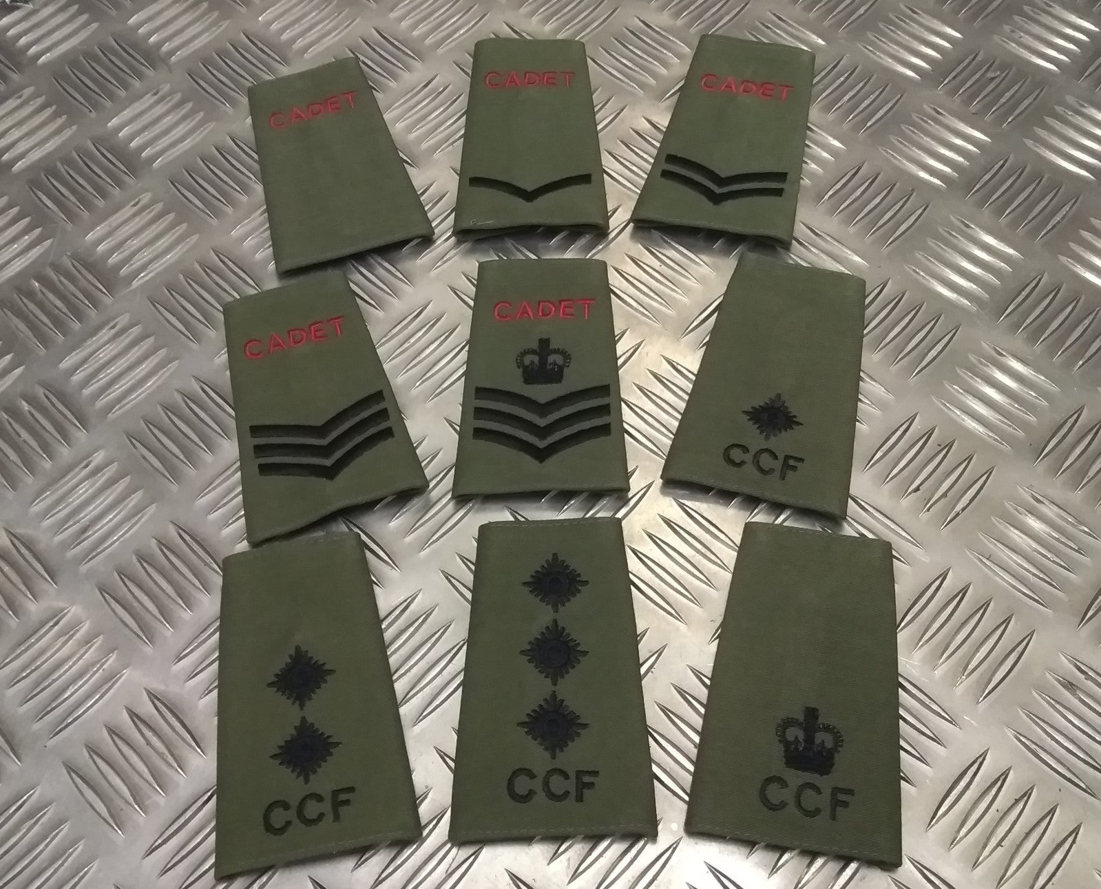 British OD Cadet / CCF Green Rank Slide Various Ranks NEW
