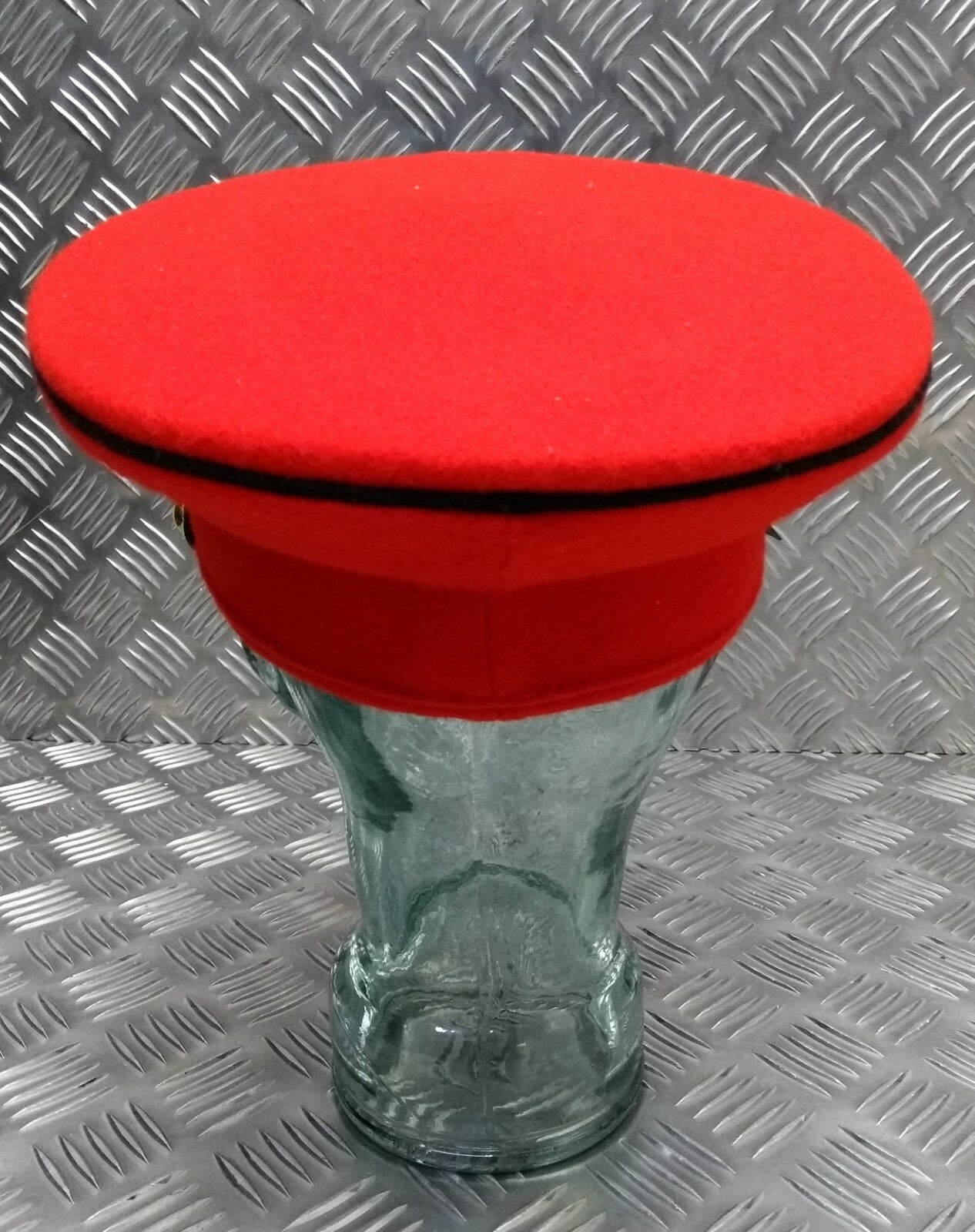 No1 Red Uniform Dress Hat With Plain Buttons & Chinstrap Made in England 55cm