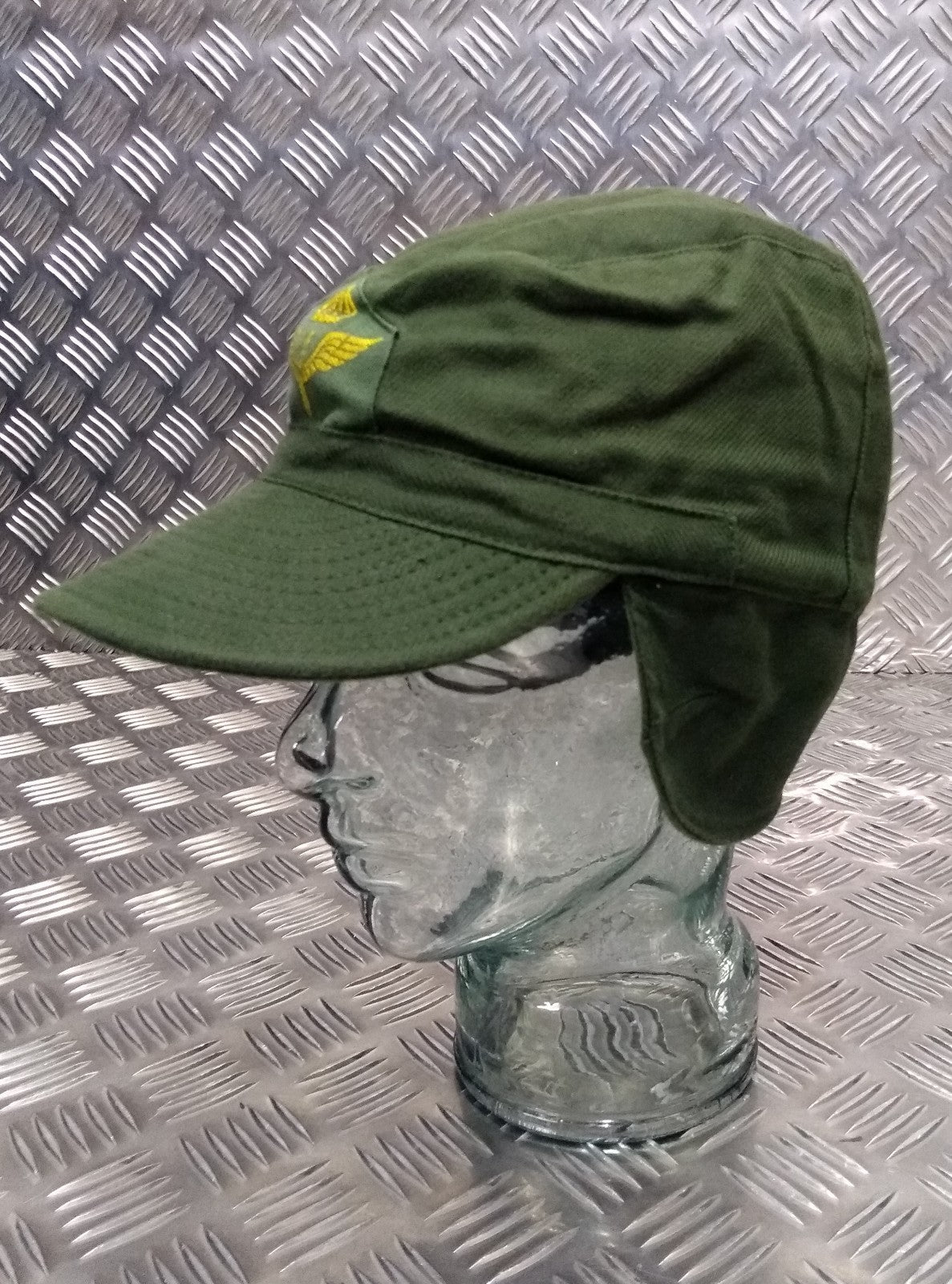 Genuine Swedish Vintage Green Cotton Drill Fatigue Combat Cap 1960`s OP