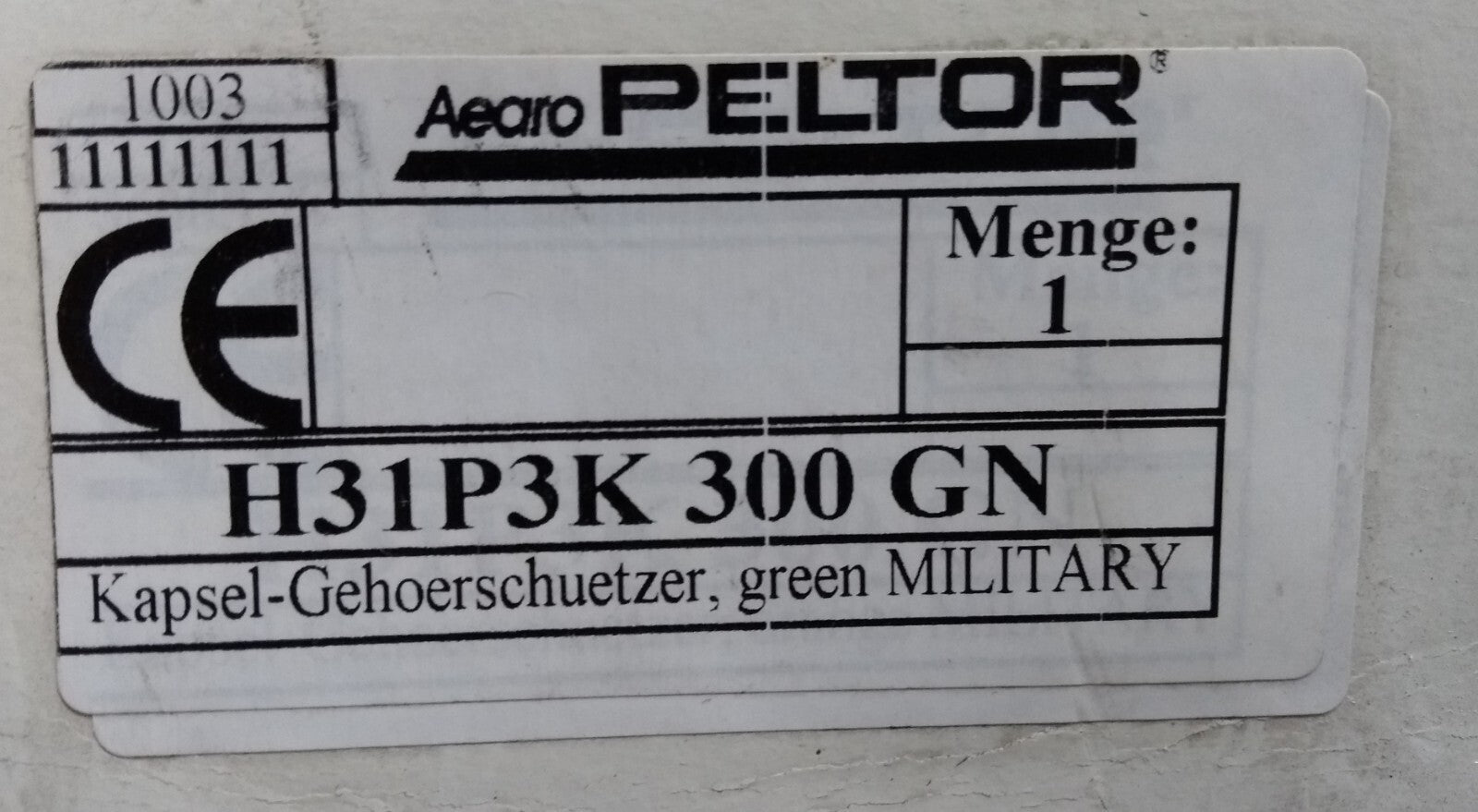 Peltor Army Protectors Green H31P3 Ear Defenders For Helmet Attachment SNR 28 dB
