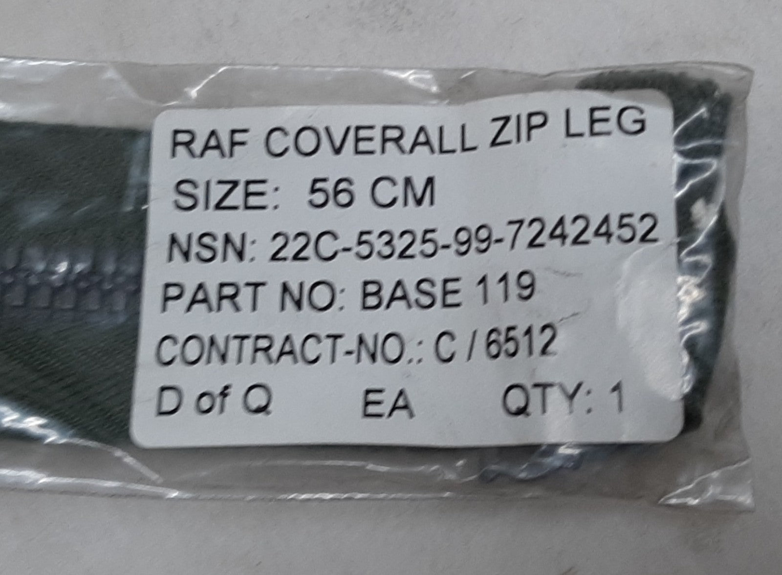 RAF Royal Air Force RIRI Zipper For Air Force Coverall and Flying suit Air / Ground Crew 56cm