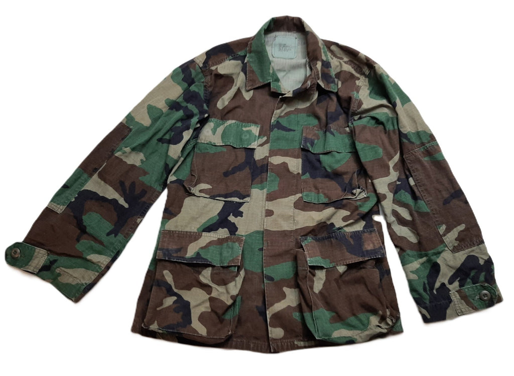 Vintage US Jacket Hot Weather Woodland Camo Ripstop Combat Coat X SMALL