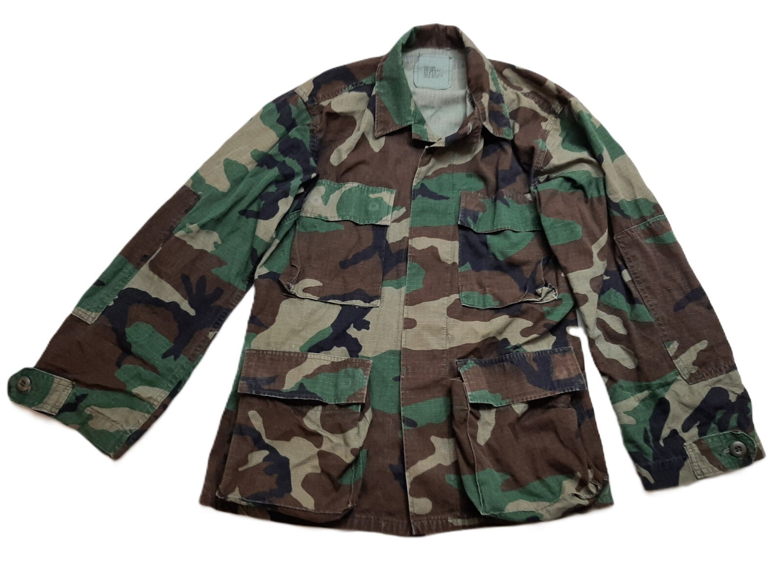 Vintage US Jacket Hot Weather Woodland Camo Ripstop Combat Coat X SMALL