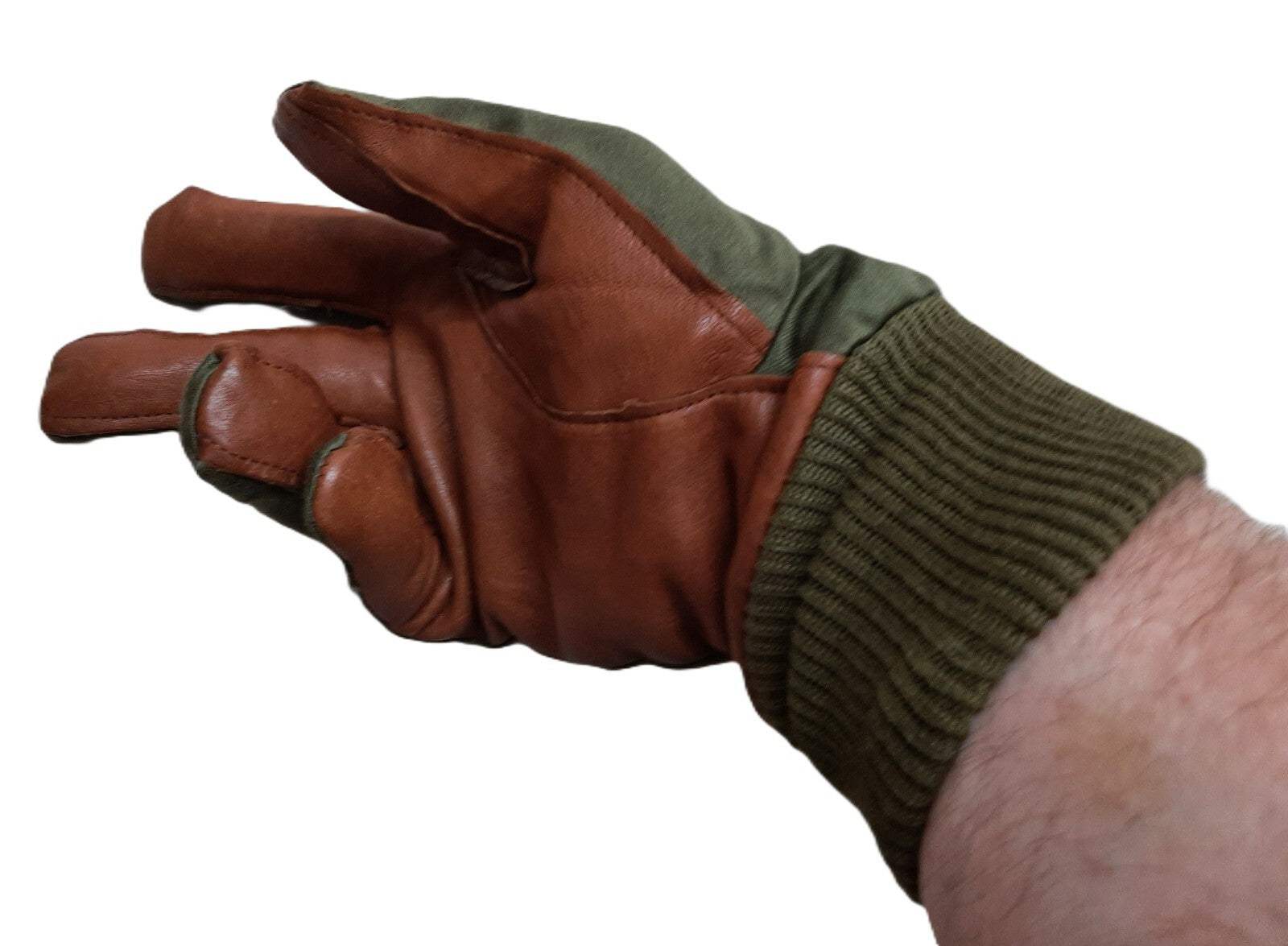 Aircrew Gloves RAF Royal Air Force & British Army 1980s Pattern Leather Palm Cotton Lined NOS