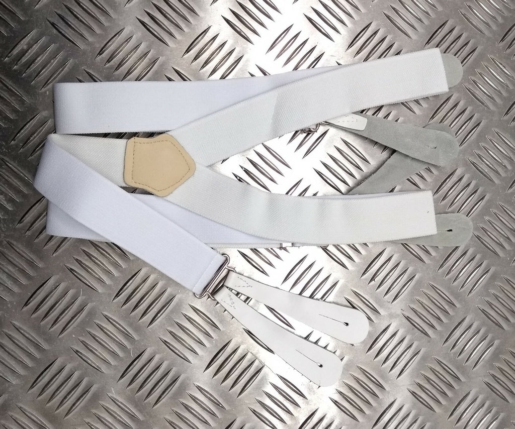 Issue Officers Mess Dress White Braces with Leather Button Tabs x 2