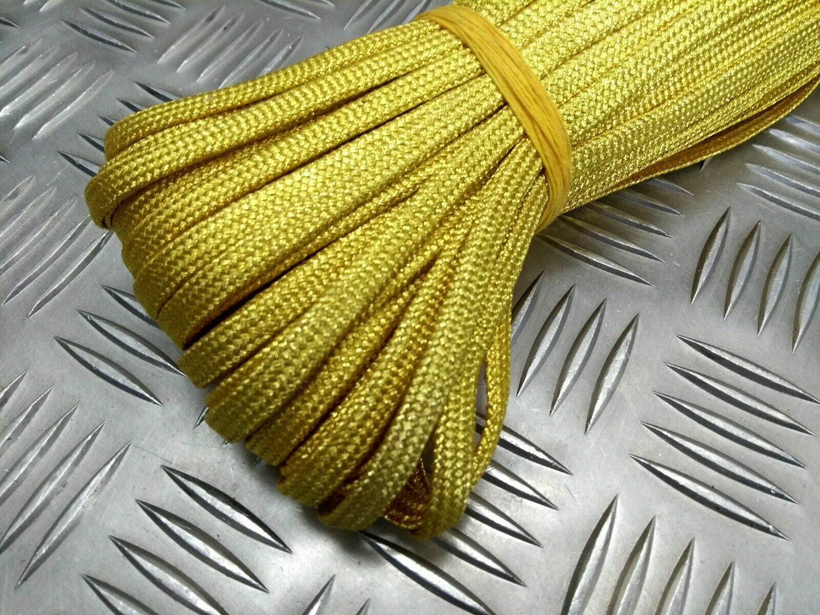 Gold Mylar Hollow Cord/Lace Ribbon 1/4" Genuine Vintage British Issue x 2 Metres