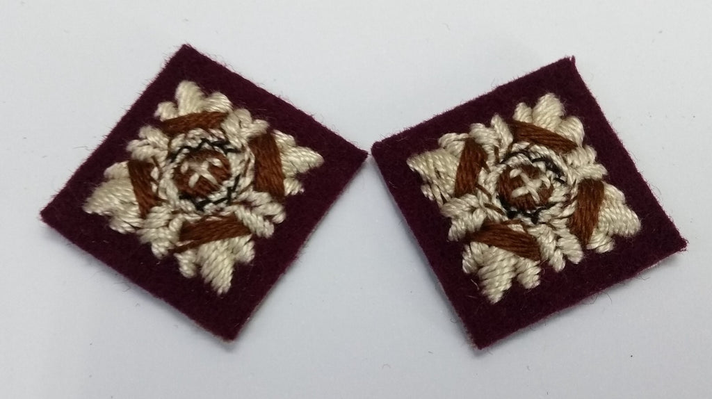 Vintage Rank Pips Senior Officer Insignia on Maroon / Soft Felt Backing Obsolete