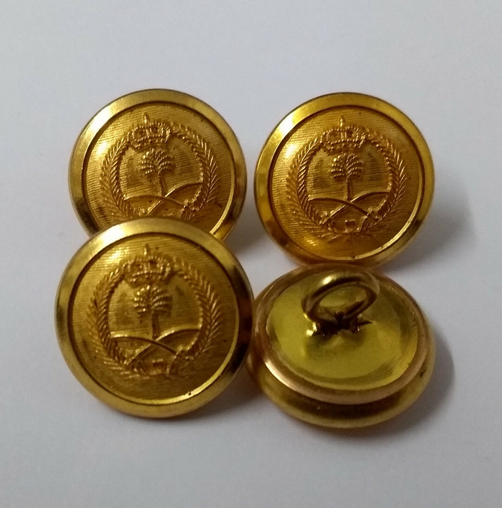 Royal Saudi Arabian Obsolete Old Pattern Brass Buttons x4