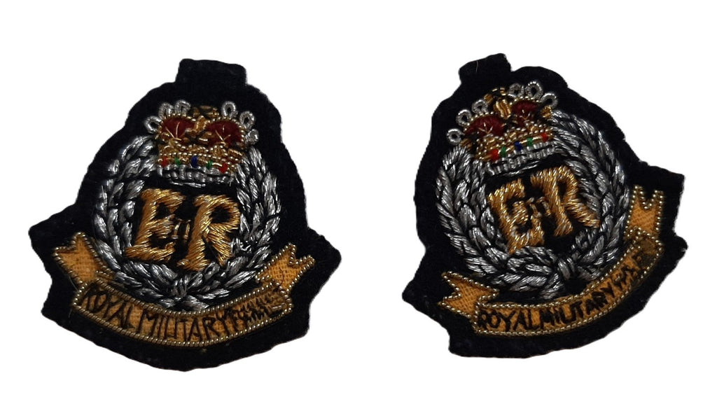 RMP Collar Badges Hand Embroidered Mess Kit Queens Crown ER II 1 Pair