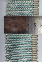 Silver & Light Blue Mylar Thread Fringe 45mm Drop / Epaulette Fringe