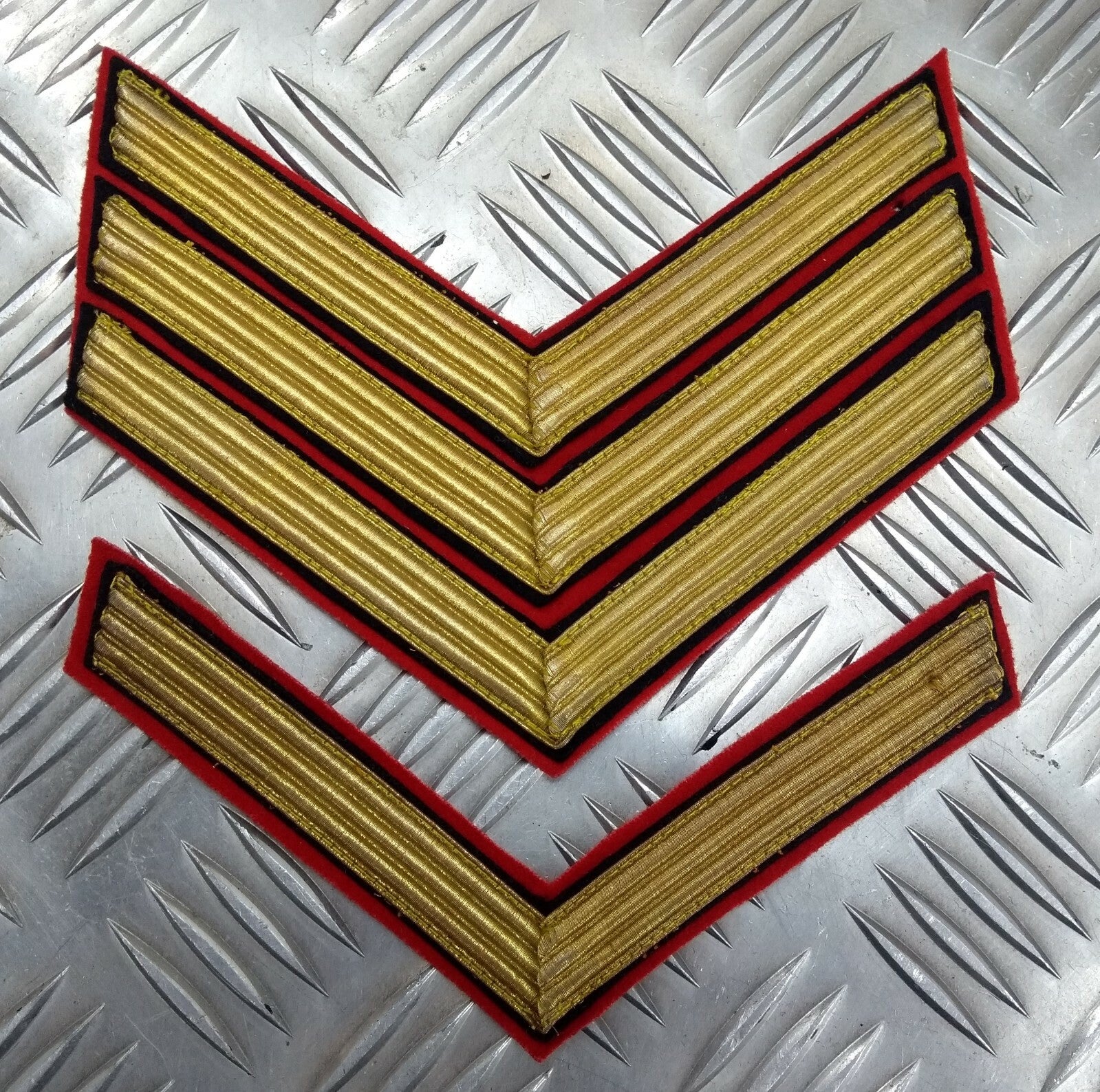 Gold Wire Chevrons Vintage Rank Bar Embroidered Arm Patches