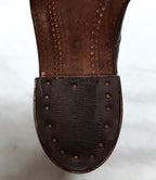 Vintage Army Boots Brown Leather WW2 Pattern 1947 Heel Plates Stitched Sole EU49