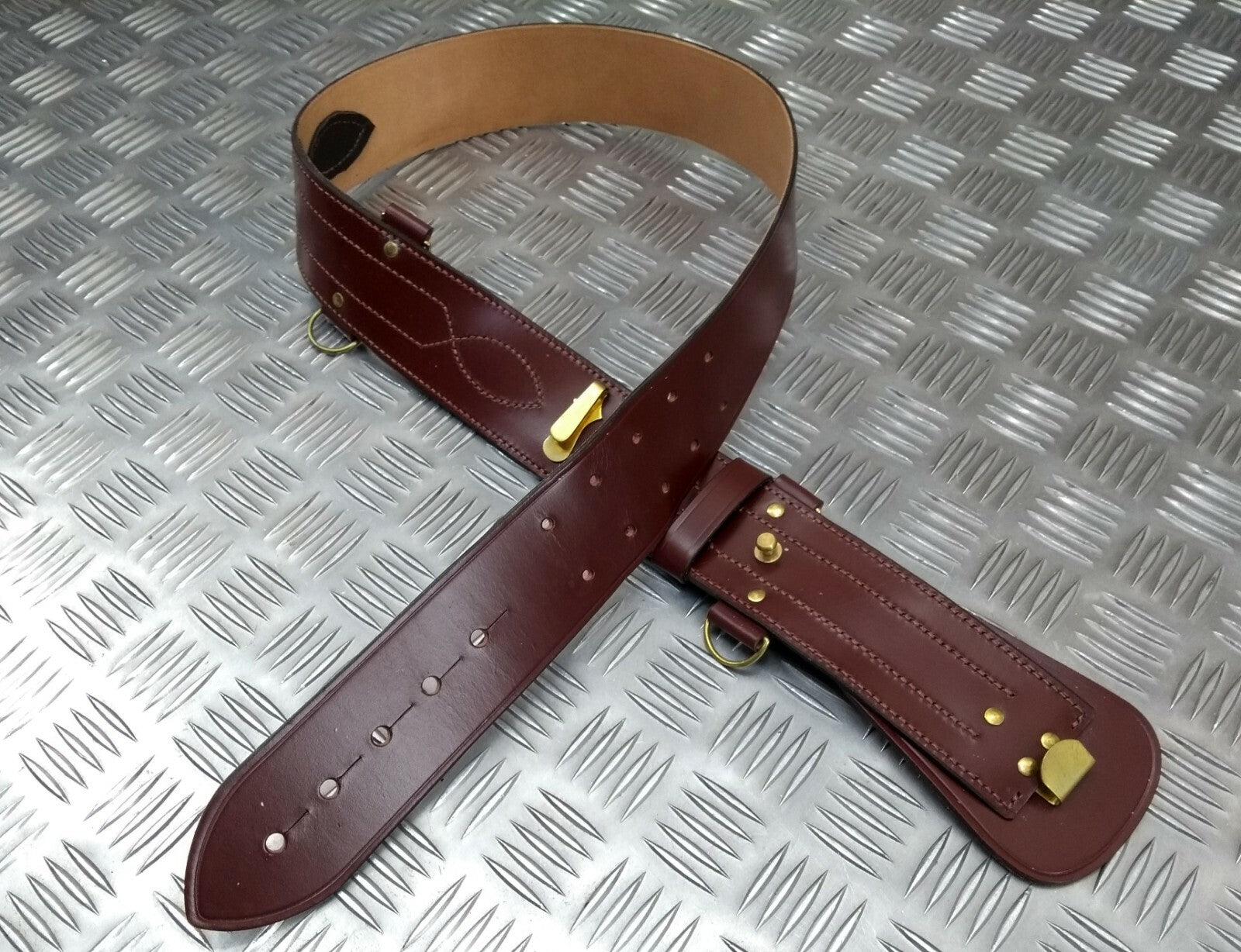 Sam Browne Belt No Buckle No Cross Straps UK Made Brown Leather 40"