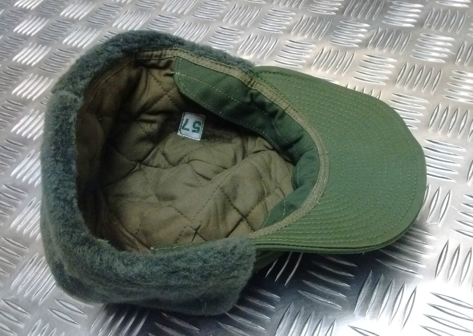 Genuine Swedish Army Green Cold Weather / Dog / Trapper Hat 58cm - NEW