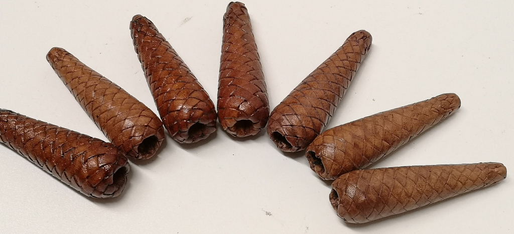 Sword Knot Acorns Brown Leather Bound Replacement Parts set of 7